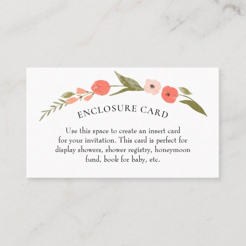 Wildflower Pink Coral Baby Shower Enclosure Card