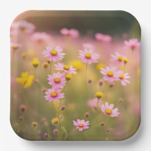 Wildflower Pink Daisies Paper Plates