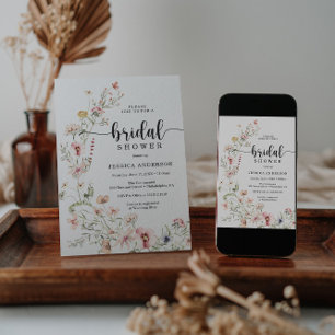Wildflower Pink Floral Bridal Shower Invitation