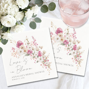 Wildflower Pink Floral Bridal Shower Napkins
