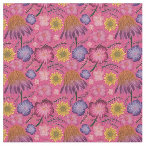 Wildflower Pink Floral Pattern Fabric