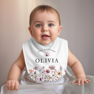 Wildflower Pink Floral Personalized Baby Bib – Dus
