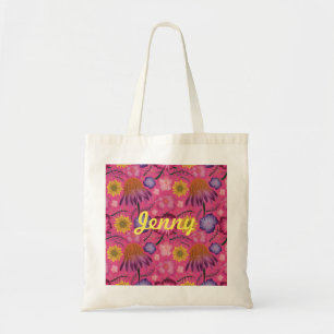 Wildflower Pink Floral Personalized Tote Bag