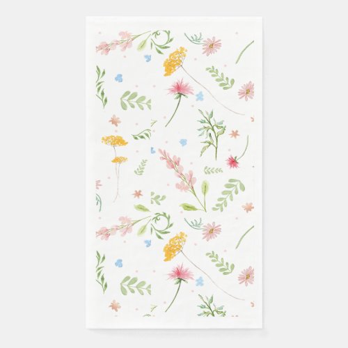Wildflower Pink Garden Floral Watercolor Spring Paper Guest Towels