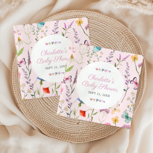 Wildflower Pink Girl Baby Shower Custom Napkins (Creator Uploaded)