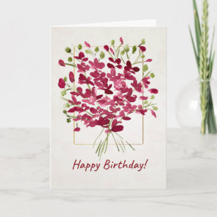 Wildflower Pink Posie Watercolor Birthday Card