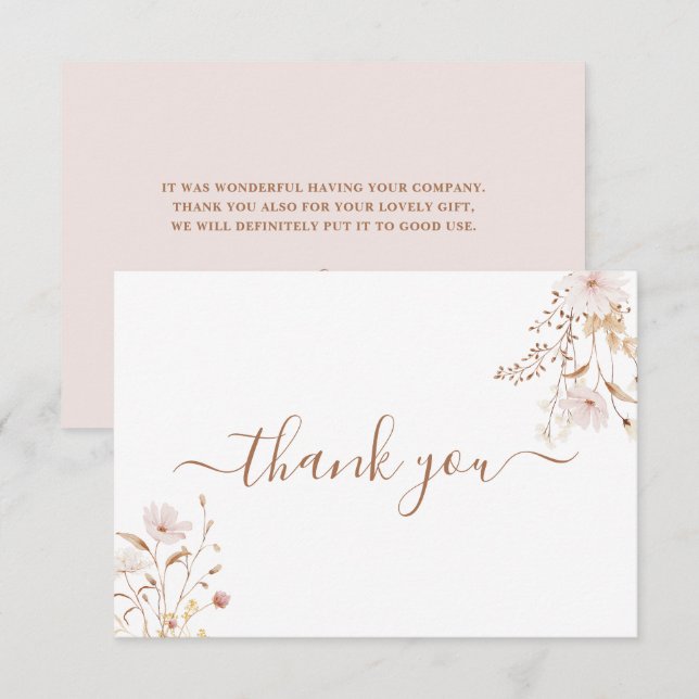 Wildflower pink thank you card (Front/Back)