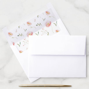 Wildflower Pink Watercolor Elegant Wedding Envelope Liner