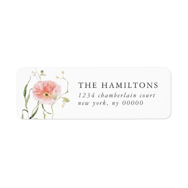 Wildflower Pink Watercolor Elegant Wedding Label (Front)
