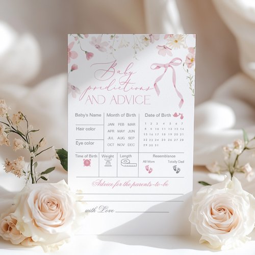 Wildflower Pink Whimsical Bow Baby Predictions