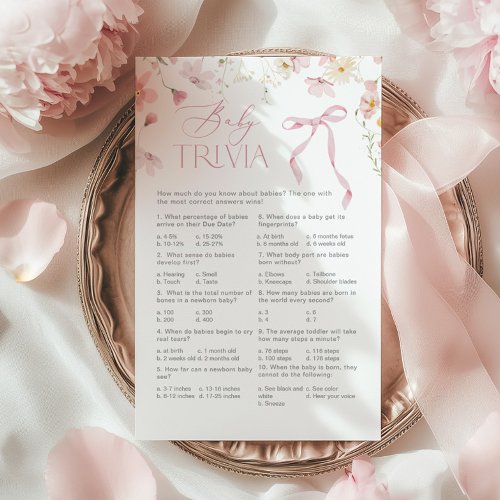 Wildflower Pink Whimsical Bow Baby Trivia