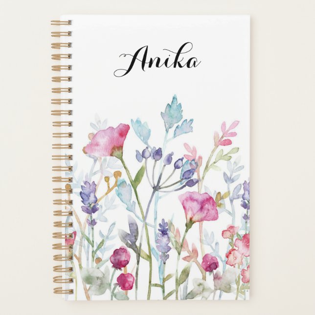 wildflower planner, custom name planner (Front)