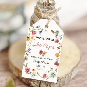 Wildflower Pop It When She Pops Champagne Bottle Gift Tags