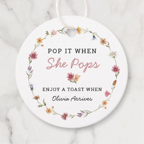 Wildflower Pop It When She Pops Champagne Favors Favor Tags