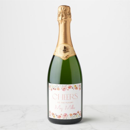 Wildflower Poppies Bridal Shower Sparkling Wine Label