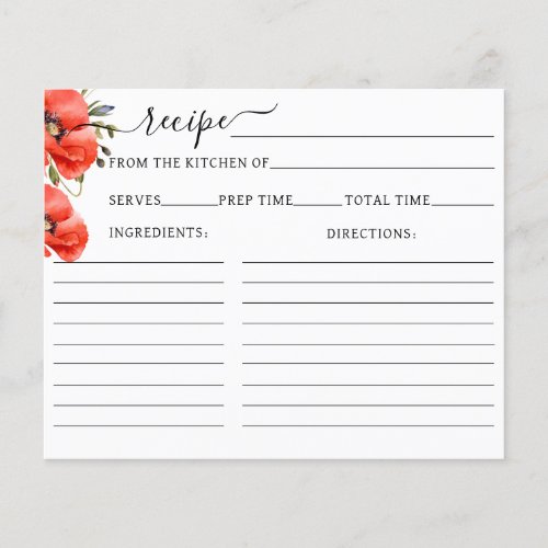 Wildflower poppy minimalist Bridal Shower recipe