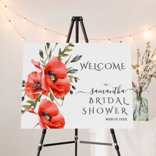 Wildflower poppy minimalist modern Bridal Shower Foam Board