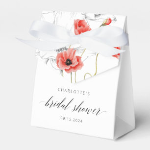 Wildflower Poppy Modern Bridal Shower Favor Boxes