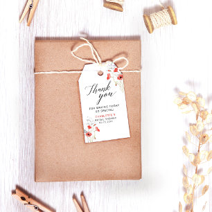 Wildflower Poppy Thank You Bridal Shower Gift Tags