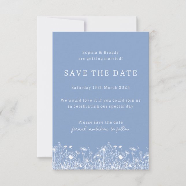 Wildflower Powder Blue Save The Date (Front)
