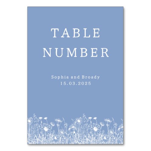 Wildflower Powder Blue Table Card