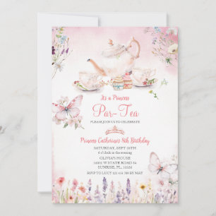 Wildflower Princess ParTea Pink Butterfly Birthday Invitation