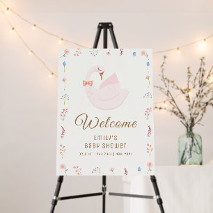 Wildflower Princess Swan Baby Shower Welcome Sign