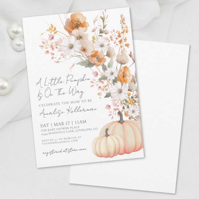Wildflower Pumpkin Baby Shower Invitation (Wildflower Pumpkin Baby Shower Invitation )