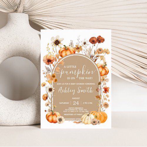 Wildflower Pumpkin Baby Shower Invitation