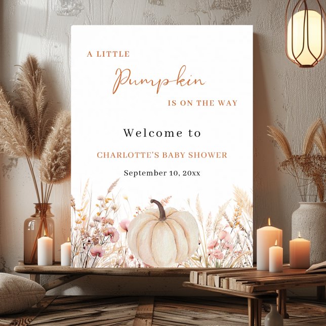 Wildflower pumpkin baby shower welcome poster (Creator Uploaded)