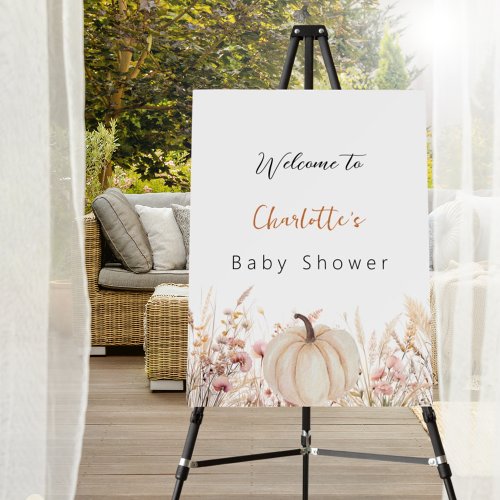 Wildflower pumpkin beige baby shower welcome foam board
