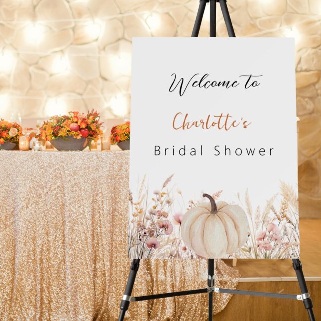 Wildflower pumpkin beige bridal shower welcome foam board (Creator Uploaded)