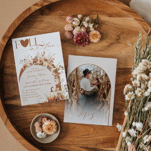 Wildflower & Pumpkin Boho Chic Fall Wedding Invitation