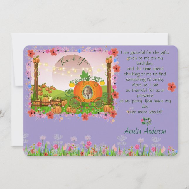 Wildflower Pumpkin Patch Princess Fairy Tale Thank You Card (Front)