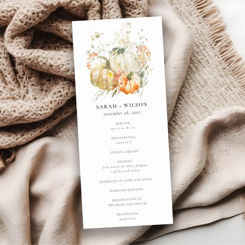 Wildflower Pumpkin Watercolor Wedding Program