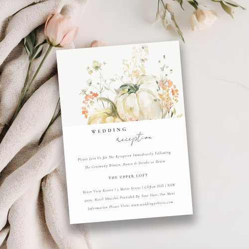 Wildflower Pumpkin Watercolor Wedding Reception Enclosure Card