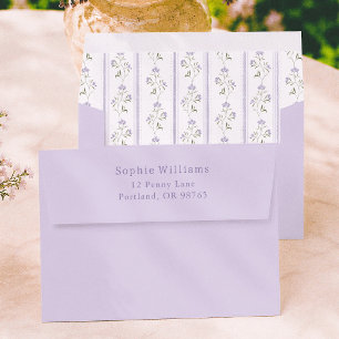 Wildflower Puprle Bridal Shower Return Address Envelope