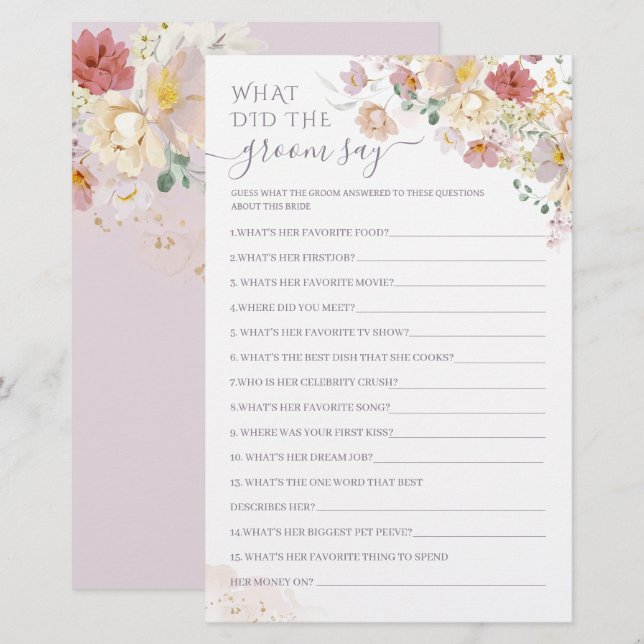  Wildflower Purple Bridal what did the groom say (Front/Back)