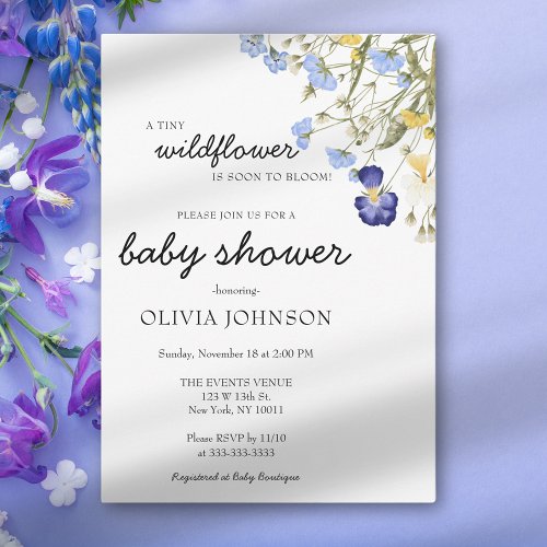 Wildflower Purple Floral Gender Neutral Invitation