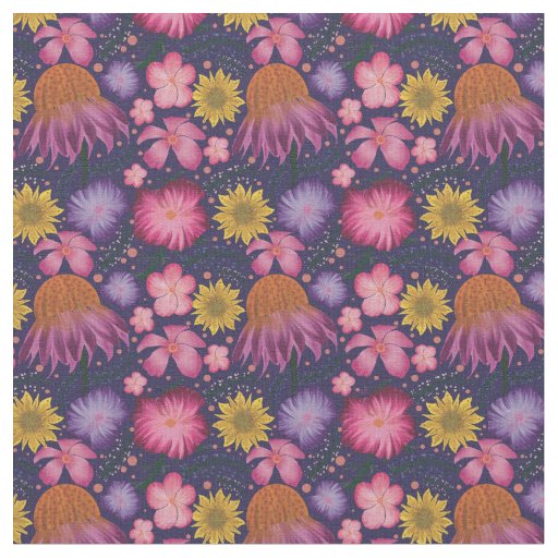 Wildflower Purple Floral Pattern Fabric