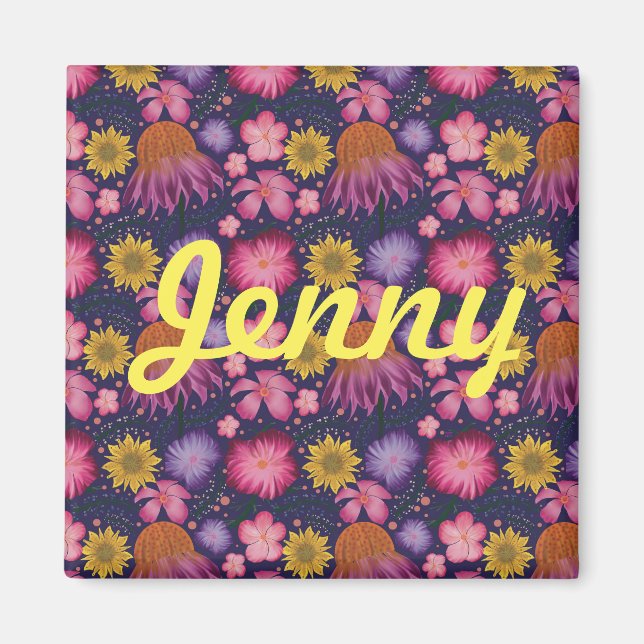 Wildflower Purple Floral Personalized  Magnet (Front)