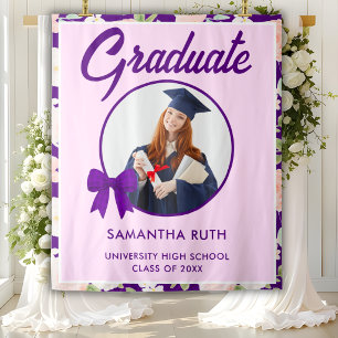 Wildflower Purple Gingham Bow Photo Grad Backdrop