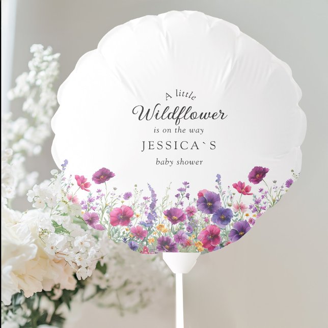 Wildflower, Purple-Pink-Flower Baby Shower Balloon (Wildflower, Purple-Pink-Flower Baby Shower Balloon
with your Name & Date.)