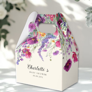 Wildflower, Purple-Pink-Flower Baby Shower Favor Boxes