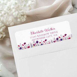 Wildflower, Purple-Pink-Flower Baby Shower Label