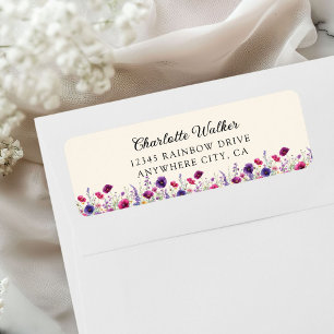 Wildflower, Purple-Pink-Flower Baby Shower Label