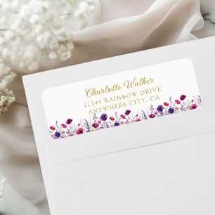 Wildflower, Purple-Pink-Flower Baby Shower  Label