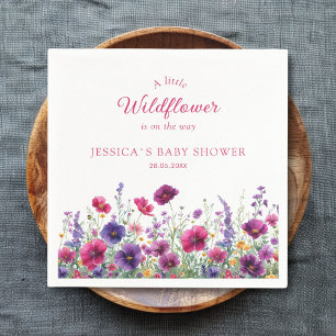 Wildflower, Purple-Pink-Flower Baby Shower Napkins
