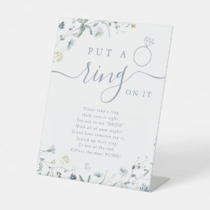 Wildflower put a ring on it bridal shower game pedestal sign