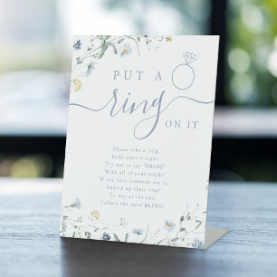 Wildflower put a ring on it bridal shower game pedestal sign